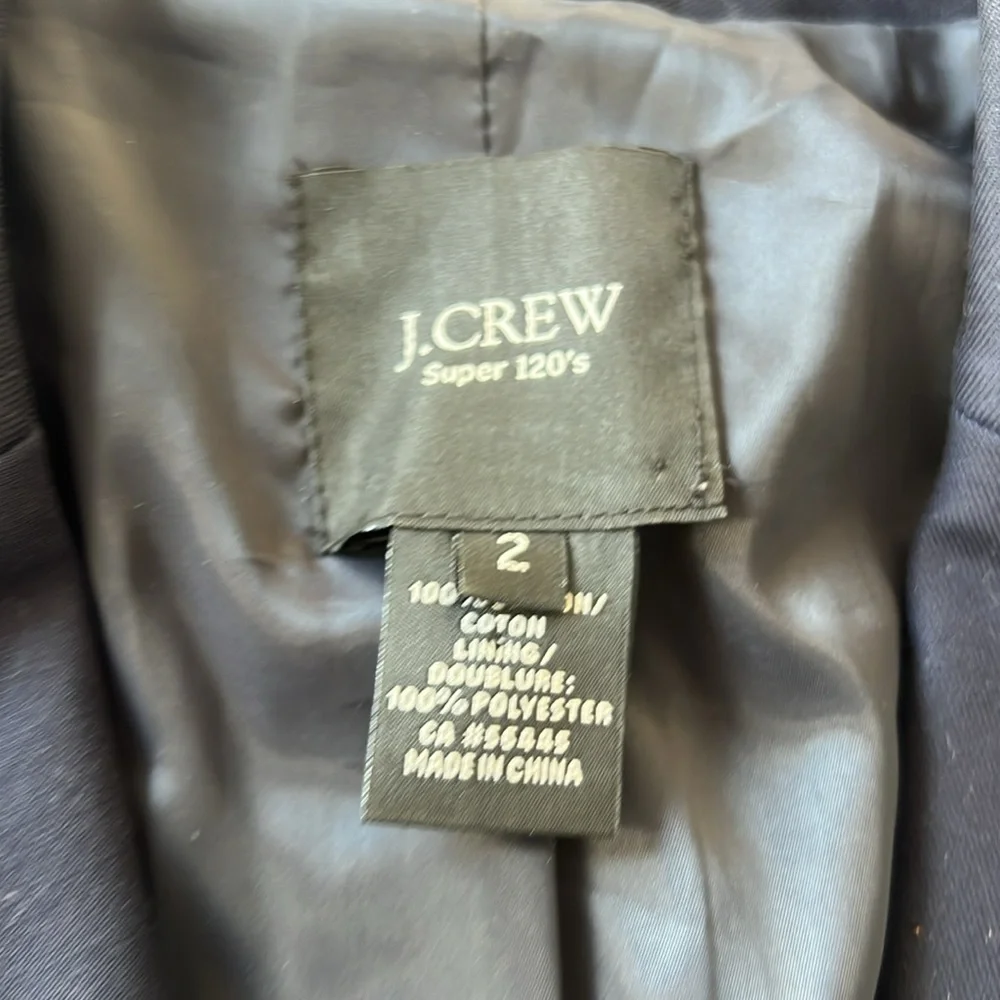 J. Crew Super 120's Cotton Academia Classic Blazer Jacket Size 2‎